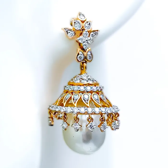 Magnificent Rose Gold Diamond 18k Gold Jhumkis Andaaz Jewelers PreStyled Sets