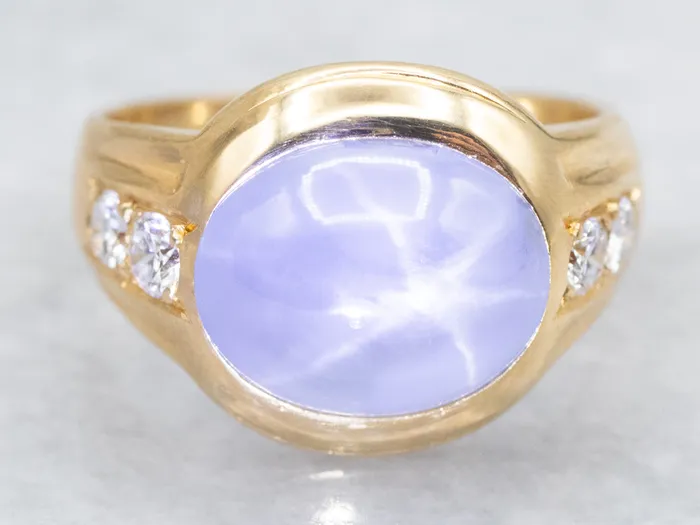 Market Square Jewelers Blue Star Sapphire and Diamond Ring in Polished Gold Rings Market Square Jewelers Blue Star Sapphire and Diamond Ring in Polished Gold Rings