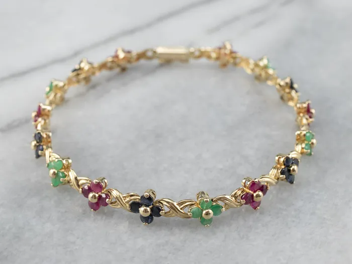 Market Square Jewelers Bracelets Lovely Floral Rainbow MultiGemstone Tennis Bracelet Market Square Jewelers Bracelets Lovely Floral Rainbow MultiGemstone Tennis Bracelet
