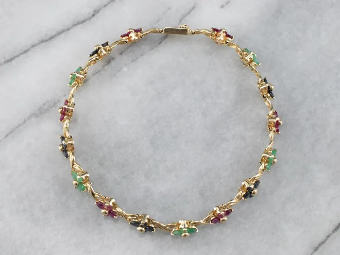 Market Square Jewelers Bracelets Lovely Floral Rainbow MultiGemstone Tennis Bracelet Market Square Jewelers Bracelets Lovely Floral Rainbow MultiGemstone Tennis Bracelet