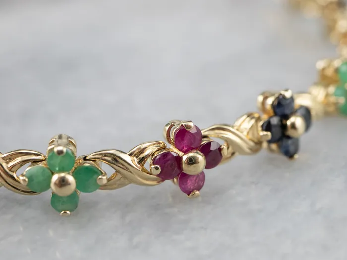 Market Square Jewelers Bracelets Lovely Floral Rainbow MultiGemstone Tennis Bracelet Market Square Jewelers Bracelets Lovely Floral Rainbow MultiGemstone Tennis Bracelet