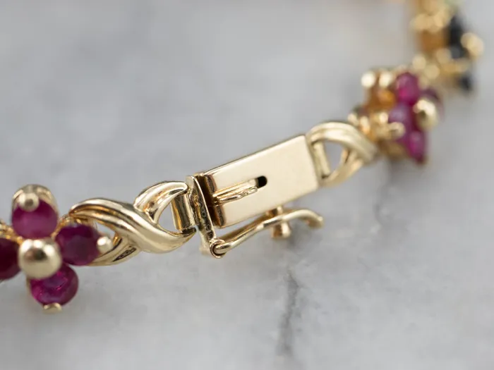 Market Square Jewelers Bracelets Lovely Floral Rainbow MultiGemstone Tennis Bracelet Market Square Jewelers Bracelets Lovely Floral Rainbow MultiGemstone Tennis Bracelet
