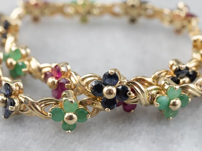 Market Square Jewelers Bracelets Lovely Floral Rainbow MultiGemstone Tennis Bracelet Market Square Jewelers Bracelets Lovely Floral Rainbow MultiGemstone Tennis Bracelet