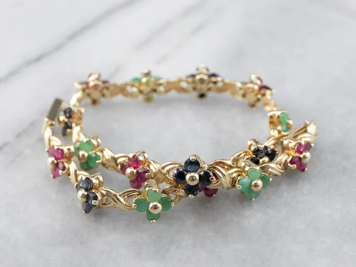Market Square Jewelers Bracelets Lovely Floral Rainbow MultiGemstone Tennis Bracelet Market Square Jewelers Bracelets Lovely Floral Rainbow MultiGemstone Tennis Bracelet