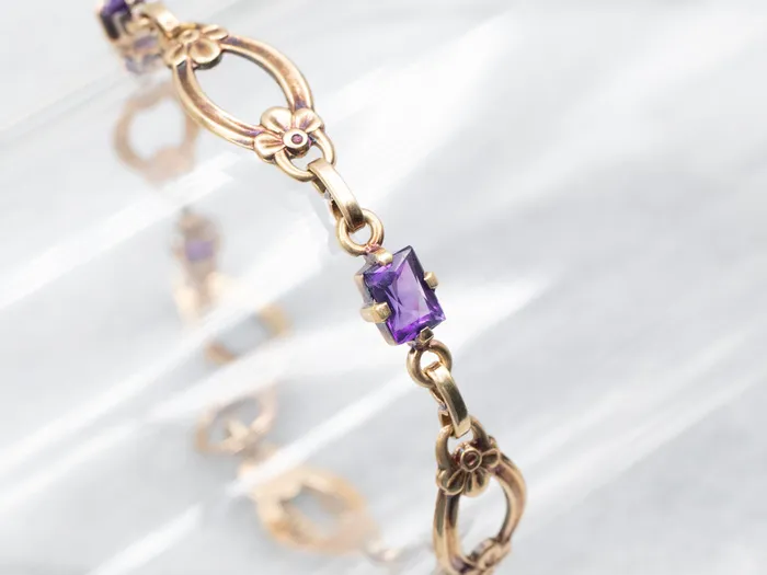 Market Square Jewelers Bracelets Vintage Amethyst Floral Bracelet
