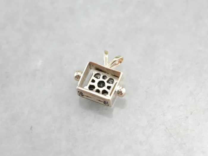 Market Square Jewelers Charm Necklaces Diamond Cluster Pendant in Victorian Black Enamel Gold Box Charm Market Square Jewelers Charm Necklaces Diamond Cluster Pendant in Victorian Black Enamel Gold Box Charm