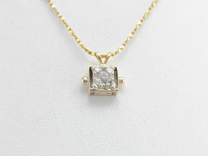 Market Square Jewelers Charm Necklaces Diamond Cluster Pendant in Victorian Black Enamel Gold Box Charm Market Square Jewelers Charm Necklaces Diamond Cluster Pendant in Victorian Black Enamel Gold Box Charm