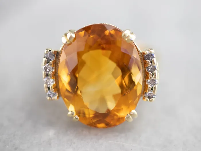 Market Square Jewelers Citrine and Diamond Cocktail Ring Rings
