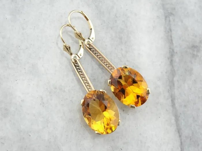 Market Square Jewelers Earrings Beautiful Rose Gold and Citrine Substantial Drop Earrings Market Square Jewelers Earrings Beautiful Rose Gold and Citrine Substantial Drop Earrings