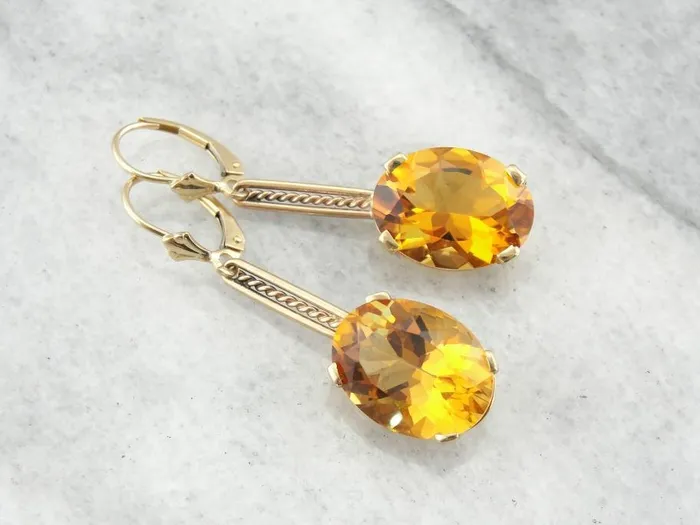 Market Square Jewelers Earrings Beautiful Rose Gold and Citrine Substantial Drop Earrings Market Square Jewelers Earrings Beautiful Rose Gold and Citrine Substantial Drop Earrings