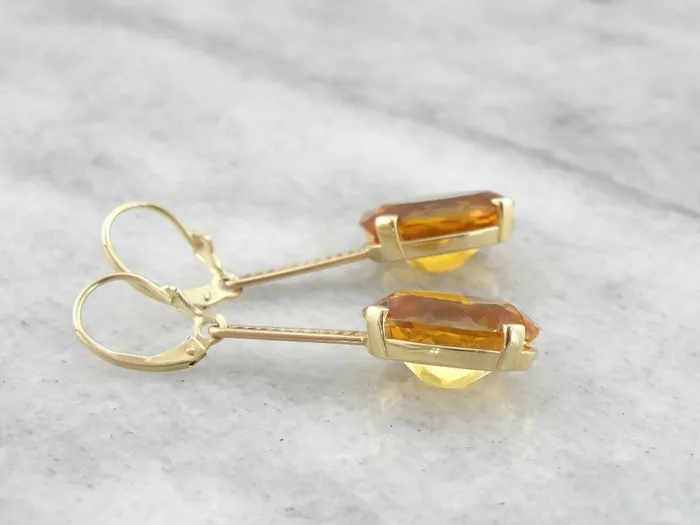 Market Square Jewelers Earrings Beautiful Rose Gold and Citrine Substantial Drop Earrings Market Square Jewelers Earrings Beautiful Rose Gold and Citrine Substantial Drop Earrings