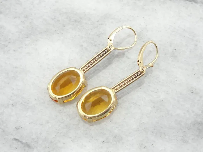 Market Square Jewelers Earrings Beautiful Rose Gold and Citrine Substantial Drop Earrings Market Square Jewelers Earrings Beautiful Rose Gold and Citrine Substantial Drop Earrings