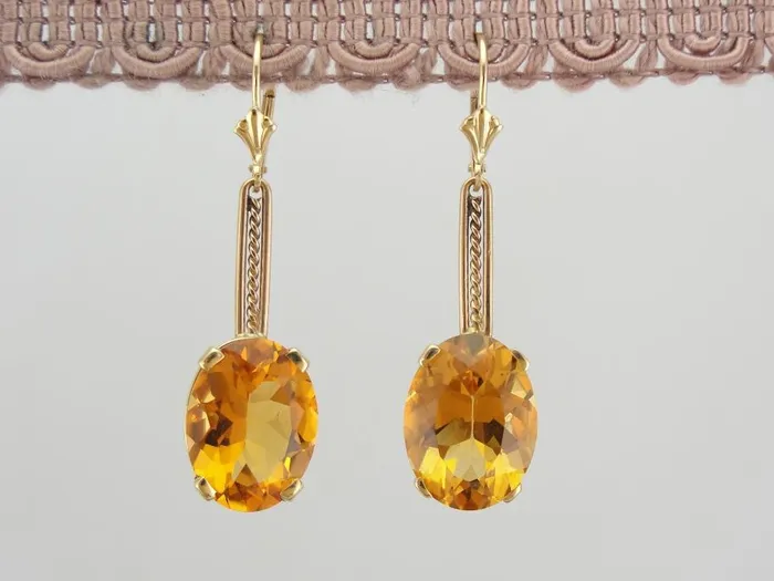 Market Square Jewelers Earrings Beautiful Rose Gold and Citrine Substantial Drop Earrings Market Square Jewelers Earrings Beautiful Rose Gold and Citrine Substantial Drop Earrings