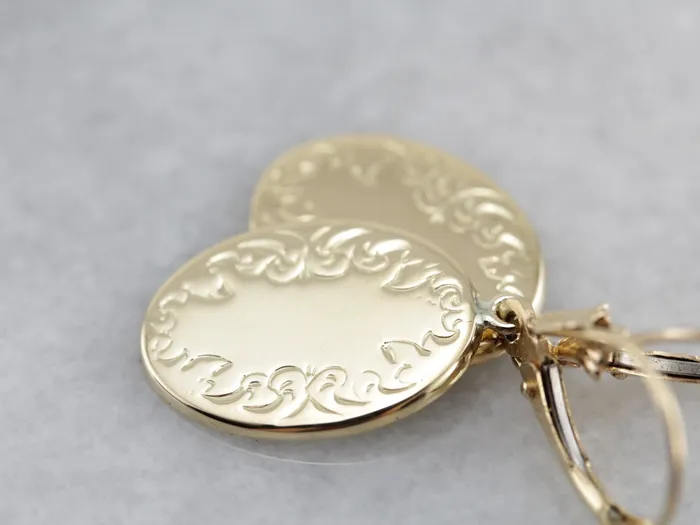 Market Square Jewelers Earrings Engraved Oval Converted Cufflink Drop Earrings Market Square Jewelers Earrings Engraved Oval Converted Cufflink Drop Earrings
