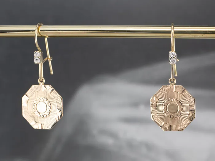 Market Square Jewelers Earrings Etched Gold Diamond Drop Earrings Market Square Jewelers Earrings Etched Gold Diamond Drop Earrings