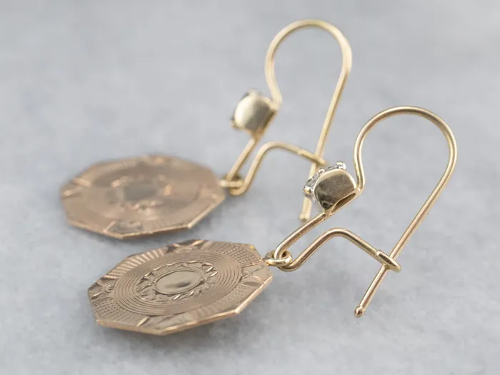 Market Square Jewelers Earrings Etched Gold Diamond Drop Earrings Market Square Jewelers Earrings Etched Gold Diamond Drop Earrings
