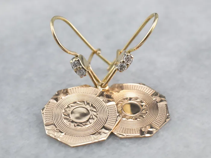Market Square Jewelers Earrings Etched Gold Diamond Drop Earrings Market Square Jewelers Earrings Etched Gold Diamond Drop Earrings