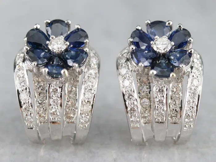 Market Square Jewelers Earrings Floral Sapphire and Diamond Earrings Market Square Jewelers Earrings Floral Sapphire and Diamond Earrings