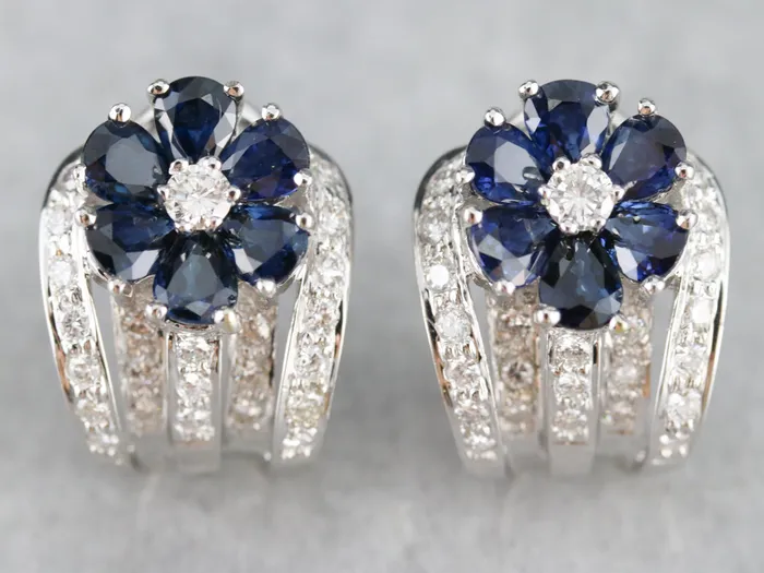 Market Square Jewelers Earrings Floral Sapphire and Diamond Earrings Market Square Jewelers Earrings Floral Sapphire and Diamond Earrings