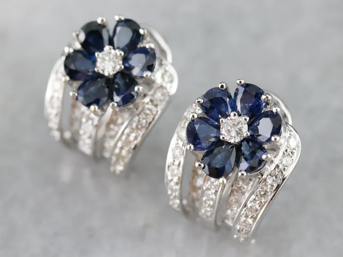 Market Square Jewelers Earrings Floral Sapphire and Diamond Earrings Market Square Jewelers Earrings Floral Sapphire and Diamond Earrings