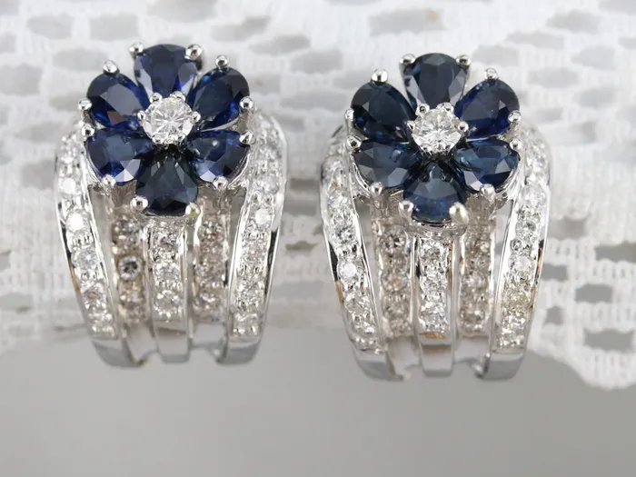 Market Square Jewelers Earrings Floral Sapphire and Diamond Earrings Market Square Jewelers Earrings Floral Sapphire and Diamond Earrings