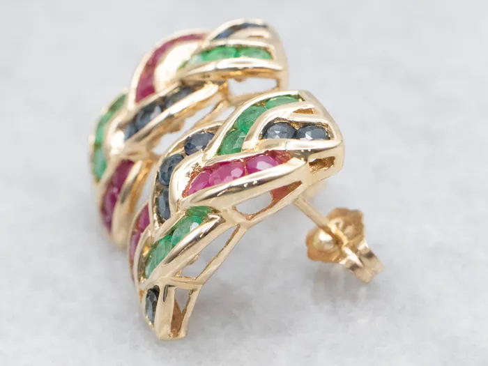 Market Square Jewelers Earrings HighQuality Sapphire Emerald and Ruby Drop Earrings