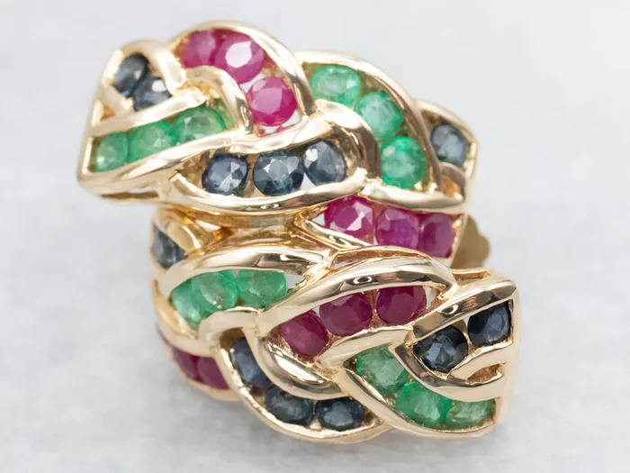 Market Square Jewelers Earrings HighQuality Sapphire Emerald and Ruby Drop Earrings