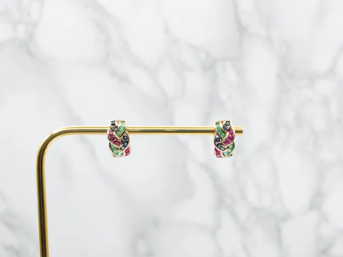 Market Square Jewelers Earrings HighQuality Sapphire Emerald and Ruby Drop Earrings