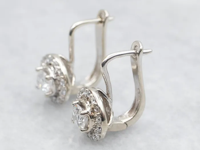 Market Square Jewelers Earrings Modern Diamond Halo Drop Earrings Market Square Jewelers Earrings Modern Diamond Halo Drop Earrings