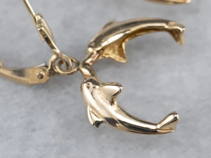 Market Square Jewelers Earrings Yellow 14K Gold Dolphin Drop Earrings Market Square Jewelers Earrings Yellow 14K Gold Dolphin Drop Earrings