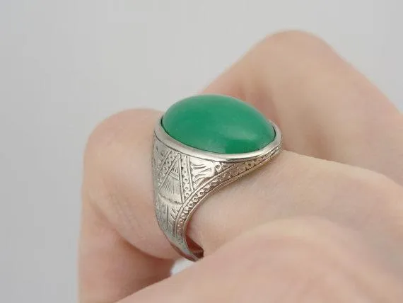 Market Square Jewelers Engraved Art Deco Chrysoprase White Gold Statement Ring Rings Market Square Jewelers Engraved Art Deco Chrysoprase White Gold Statement Ring Rings