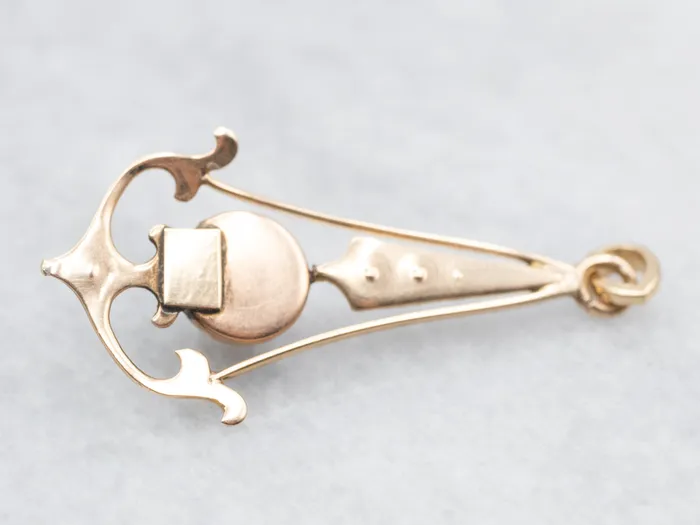 Market Square Jewelers Necklaces Antique Seed Pearl and Black Enamel Lavalier Pendant