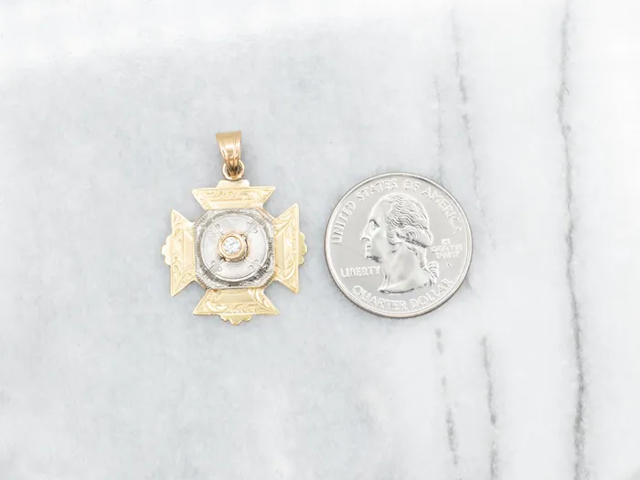 Market Square Jewelers Necklaces Art Deco Green Gold and Diamond Maltese Cross Pendant Market Square Jewelers Necklaces Art Deco Green Gold and Diamond Maltese Cross Pendant