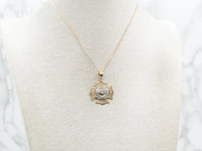 Market Square Jewelers Necklaces Art Deco Green Gold and Diamond Maltese Cross Pendant Market Square Jewelers Necklaces Art Deco Green Gold and Diamond Maltese Cross Pendant