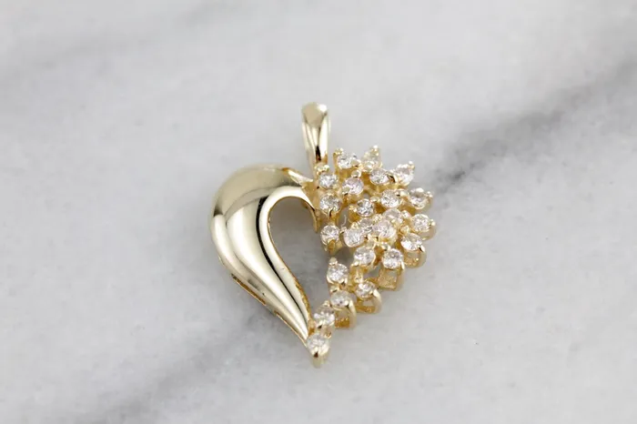 Market Square Jewelers Necklaces Diamond Waterfall of Love Diamond Heart Pendant Anniversary Pendant in Yellow Gold Polished Pendant Market Square Jewelers Necklaces Diamond Waterfall of Love Diamond Heart Pendant Anniversary Pendant in Yellow Gold Polished Pendant