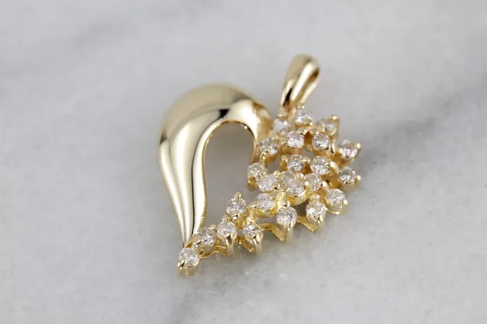 Market Square Jewelers Necklaces Diamond Waterfall of Love Diamond Heart Pendant Anniversary Pendant in Yellow Gold Polished Pendant Market Square Jewelers Necklaces Diamond Waterfall of Love Diamond Heart Pendant Anniversary Pendant in Yellow Gold Polished Pendant