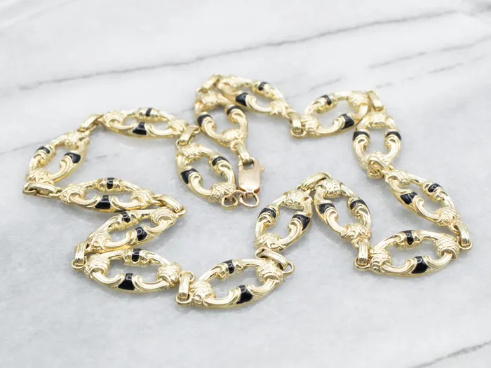 Market Square Jewelers Necklaces Yellow Gold Enamel Oval Link Necklace with Lobster Clasp Market Square Jewelers Necklaces Yellow Gold Enamel Oval Link Necklace with Lobster Clasp