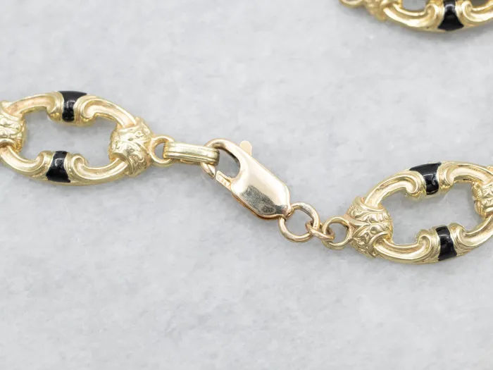 Market Square Jewelers Necklaces Yellow Gold Enamel Oval Link Necklace with Lobster Clasp Market Square Jewelers Necklaces Yellow Gold Enamel Oval Link Necklace with Lobster Clasp