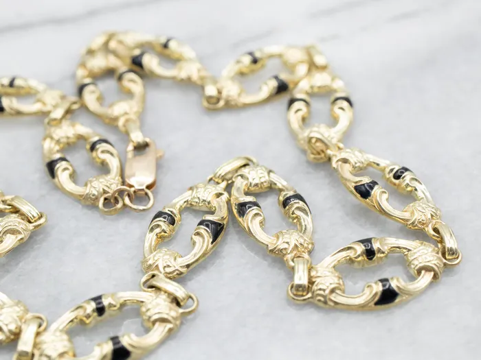 Market Square Jewelers Necklaces Yellow Gold Enamel Oval Link Necklace with Lobster Clasp Market Square Jewelers Necklaces Yellow Gold Enamel Oval Link Necklace with Lobster Clasp