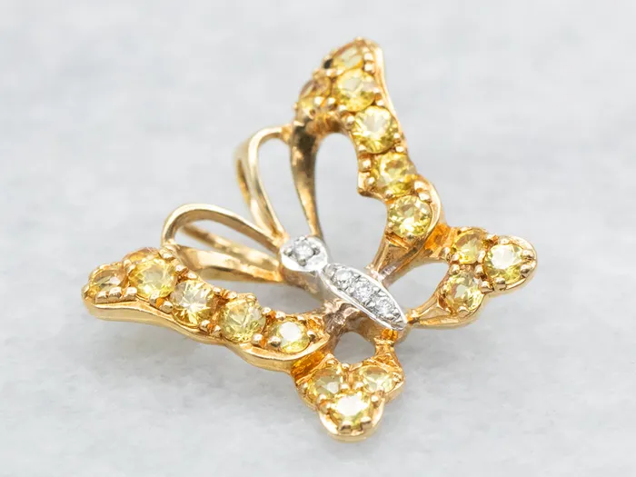 Market Square Jewelers Necklaces Yellow Sapphire and Diamond Butterfly Pendant Market Square Jewelers Necklaces Yellow Sapphire and Diamond Butterfly Pendant