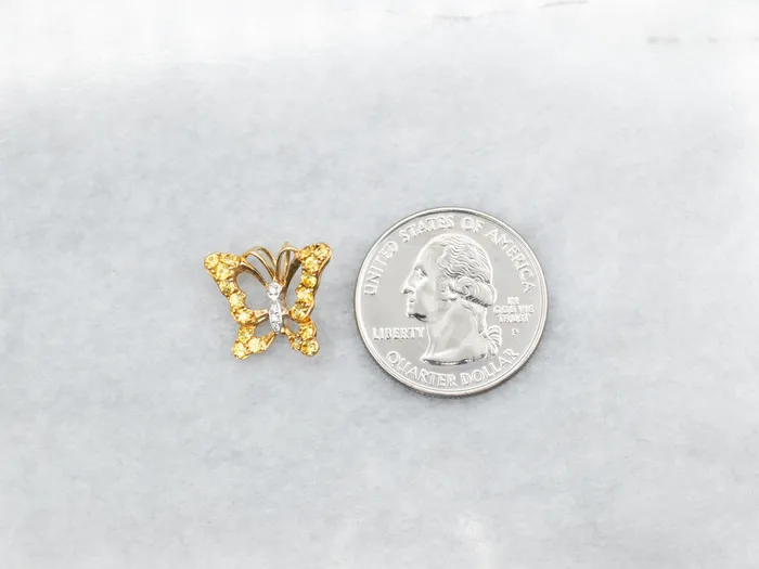 Market Square Jewelers Necklaces Yellow Sapphire and Diamond Butterfly Pendant