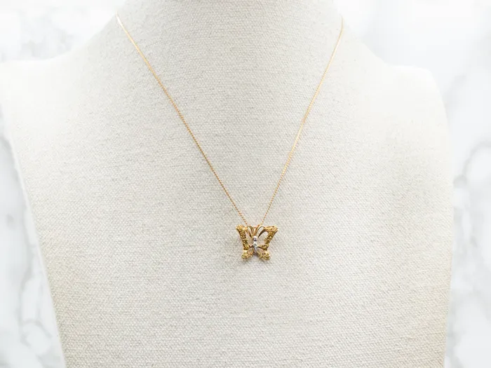 Market Square Jewelers Necklaces Yellow Sapphire and Diamond Butterfly Pendant