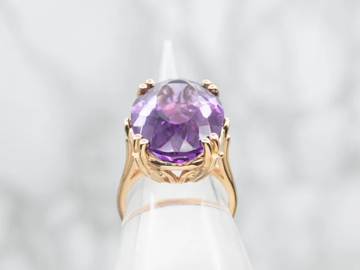 Market Square Jewelers OvalCut Amethyst Solitaire Cocktail Ring Rings