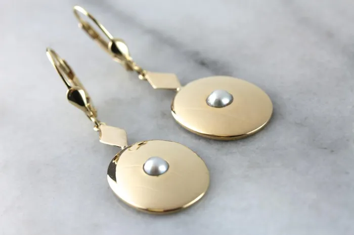 Market Square Jewelers Polished Yellow Gold and Pearl Drop Earrings Earrings Market Square Jewelers Polished Yellow Gold and Pearl Drop Earrings Earrings