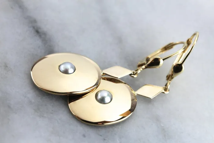 Market Square Jewelers Polished Yellow Gold and Pearl Drop Earrings Earrings Market Square Jewelers Polished Yellow Gold and Pearl Drop Earrings Earrings