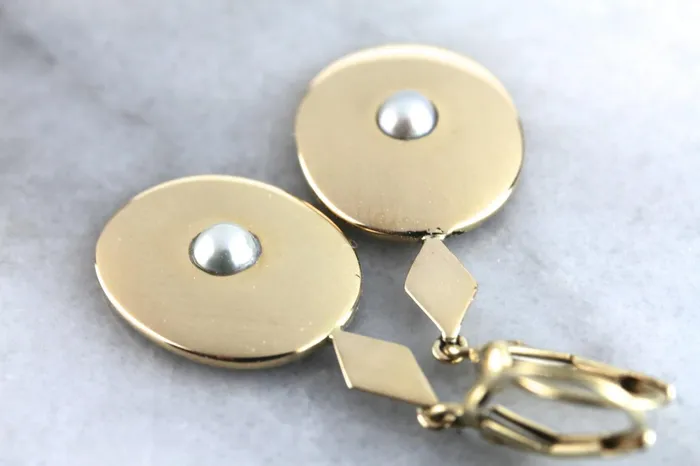 Market Square Jewelers Polished Yellow Gold and Pearl Drop Earrings Earrings Market Square Jewelers Polished Yellow Gold and Pearl Drop Earrings Earrings