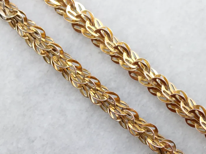 Market Square Jewelers PreStyled Sets Antique Gold Woven Link Chain