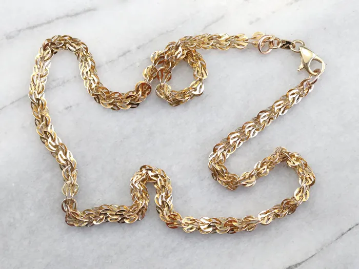 Market Square Jewelers PreStyled Sets Antique Gold Woven Link Chain Market Square Jewelers PreStyled Sets Antique Gold Woven Link Chain