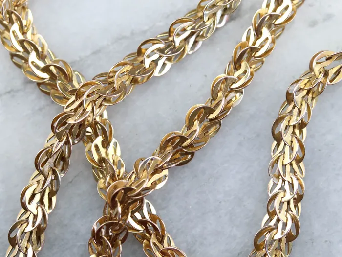 Market Square Jewelers PreStyled Sets Antique Gold Woven Link Chain Market Square Jewelers PreStyled Sets Antique Gold Woven Link Chain