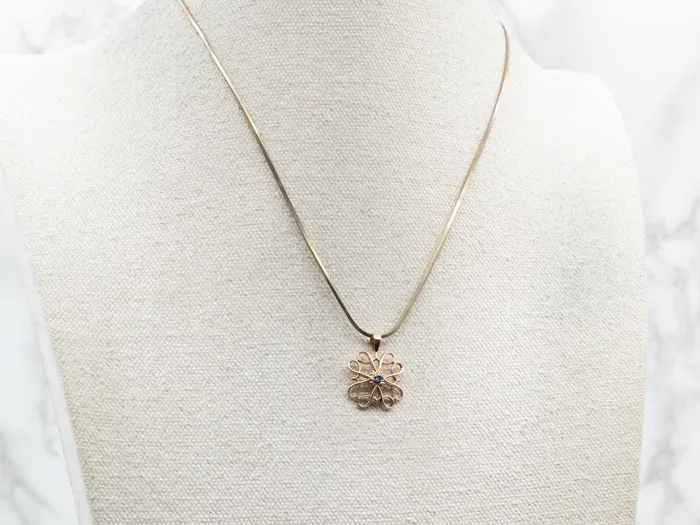 Market Square Jewelers PreStyled Sets Scrolling Gold Sapphire Pendant